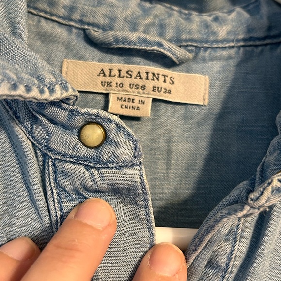 AllSaints Jura Denim Romper Light Wash Blue Size 6 - Picture 7 of 7